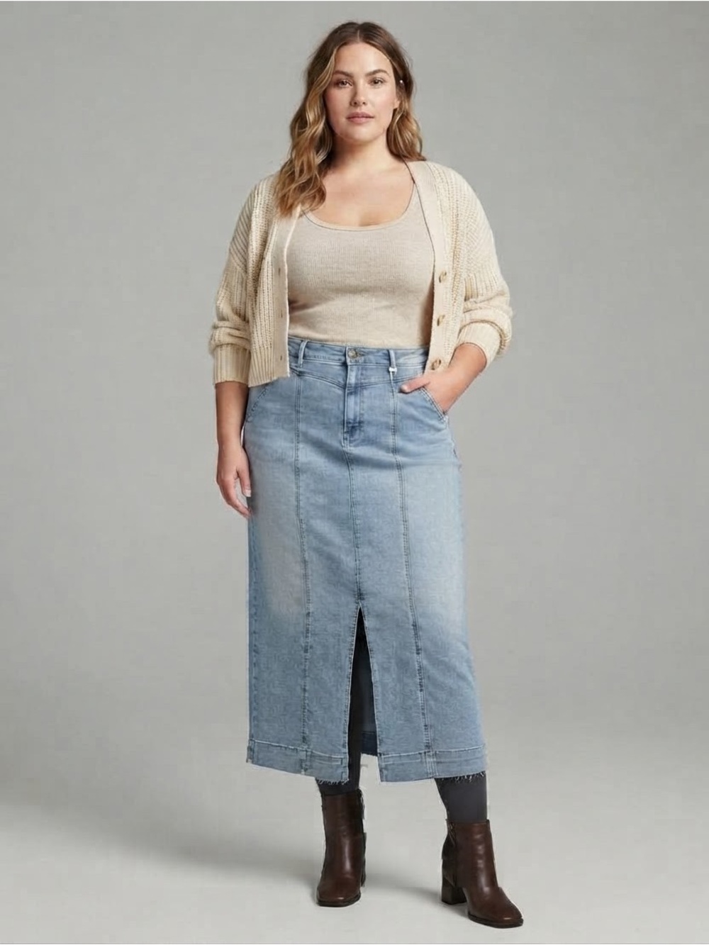 a.n.a Womens  Plus High Rise Maxi Skirt